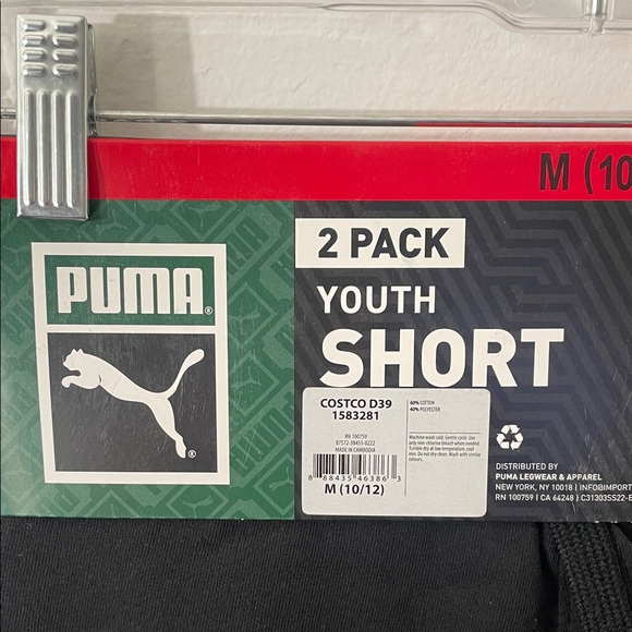 PUMA Short Youth 2 Pack All-Day Comfort Boys Black/Gray Size M-10/12 /Z5 - Picture 3 of 12